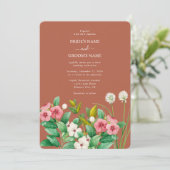 Periwinkle Burnt Orange Terracotta Wedding Einladung (Stehend Vorderseite)