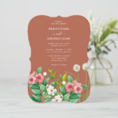 Periwinkle Burnt Orange Terracotta Wedding Einladung (Stehend Vorderseite)