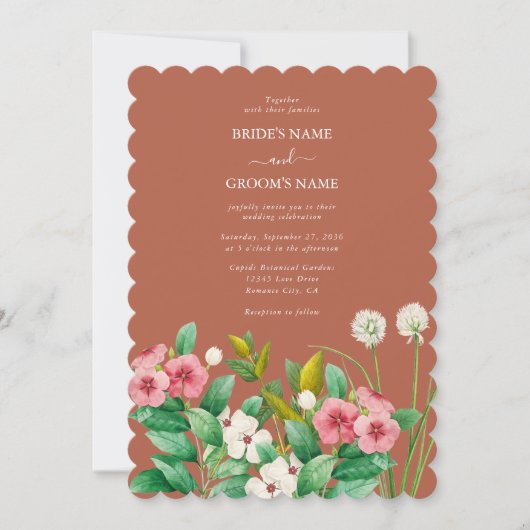 Periwinkle Burnt Orange Terracotta Wedding Einladung (Vorderseite)