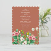 Periwinkle Burnt Orange Terracotta Wedding Einladung (Stehend Vorderseite)