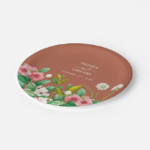 Periwinkle Burnt Orange Terracotta Wedding Pappteller (Schrägansicht)