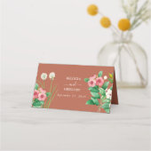 Periwinkle Burnt Orange Terracotta Wedding Platzkarte (Rückseite)