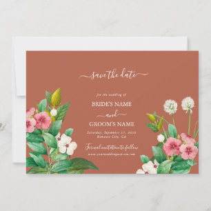 Periwinkle Burnt Orange Terracotta Wedding Save The Date