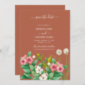 Periwinkle Burnt Orange Terracotta Wedding Save The Date (Vorne/Hinten)
