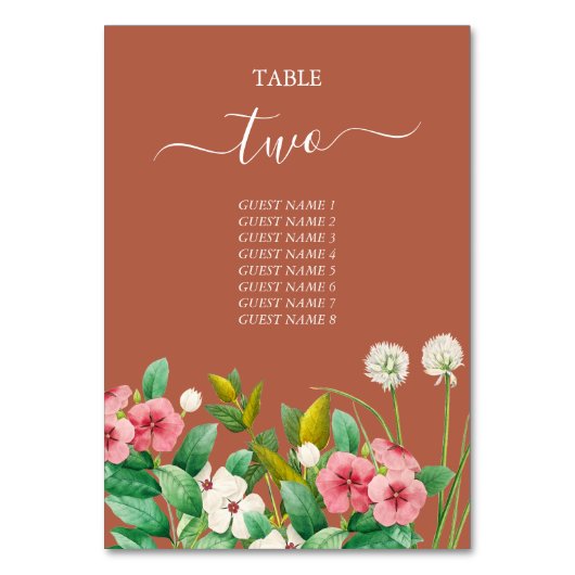 Periwinkle Burnt Orange Terracotta Wedding Tischnummer (Rückseite)