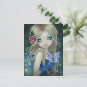 Periwinkle Butterfly Fairy Postcard Postkarte (Stehend Vorderseite)