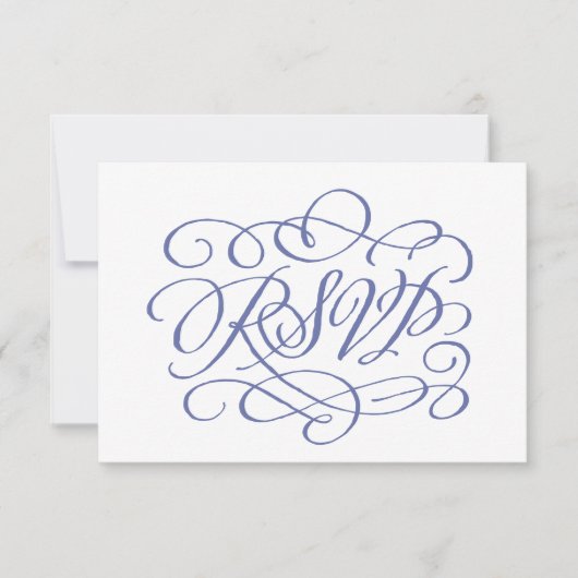Periwinkle Calligraphy Wedding Meals RSVP Card Dankeskarte (Vorderseite)