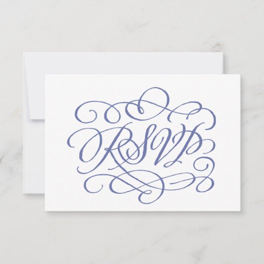 Periwinkle Calligraphy Wedding Meals RSVP Card Karte (Vorderseite)