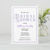 Periwinkle Classy Chic Bridal Dusche Einladung (Stehend Vorderseite)