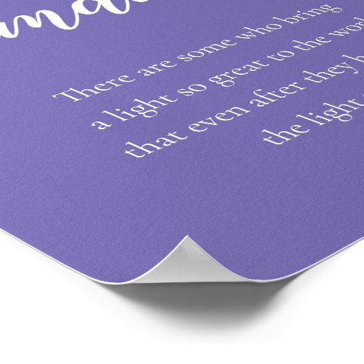 Periwinkle Das Licht bleibt Gedenkfeier Poster (Ecke)