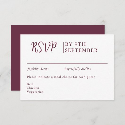 Periwinkle Decorative Hochzeitkalligrafie RSVP Karte (Vorne/Hinten)