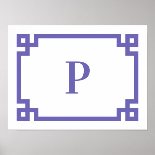 Periwinkle Decorative Monogramm für griechische Sc Poster (Vorne)