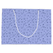 Periwinkle Doodle Blume und Herz Gemustert Große Geschenktüte (Rückseite)