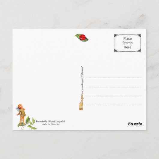 Periwinkle Elf und Ladybug Postkarte (Rückseite)