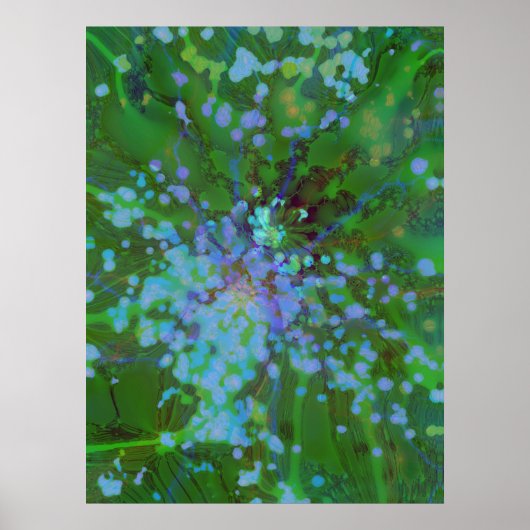 Periwinkle Explosion Holographische Abstrakte Kuns Poster (Vorne)