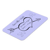 Periwinkle Extravagante Kalligraphie Herz Save the Magnet (Linke Seite)