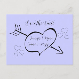 Periwinkle Extravagante Kalligraphie Herz Save the Postkarte