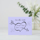 Periwinkle Extravagante Kalligraphie Herz Save the Postkarte (Stehend Vorderseite)