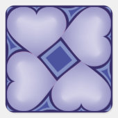 Periwinkle Fade Hearts Quadratischer Aufkleber (Vorderseite)