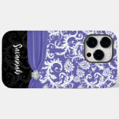 Periwinkle-Faux-Diamant-Damask-iPhone Case-Mate iPhone Hülle (Rückseite (Horizontal))