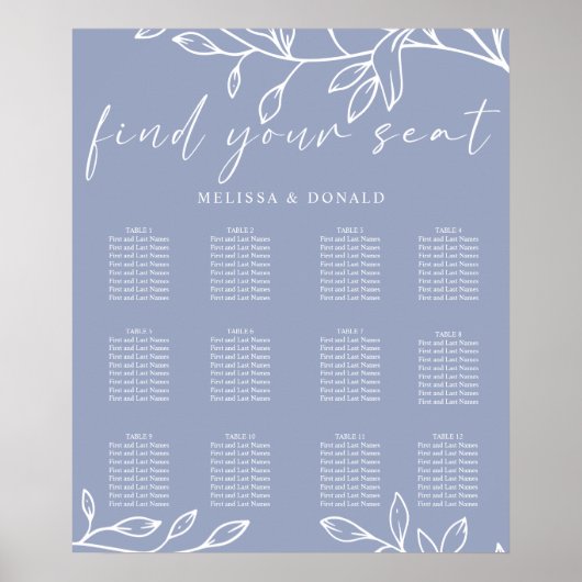 Periwinkle Flo Einfache Hochzeitskarte Poster (Vorne)