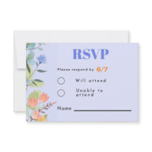 Periwinkle floral 3,5" x 5" Response Card