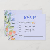 Periwinkle floral 3,5" x 5" Response Card RSVP Karte (Vorne/Hinten)