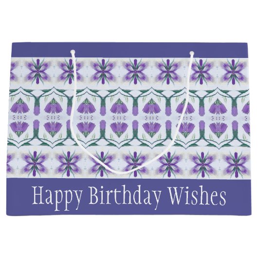 Periwinkle Floral Accented Große Geschenktüte (Vorderseite)