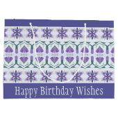 Periwinkle Floral Accented Große Geschenktüte (Rückseite)