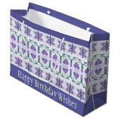 Periwinkle Floral Accented Große Geschenktüte (Vorderseite Schrägansicht)