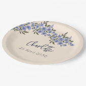 Periwinkle Floral Blooms Modern Custom Name  Pappteller (Schrägansicht)