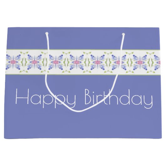 Periwinkle Floral Modern Große Geschenktüte (Vorderseite)