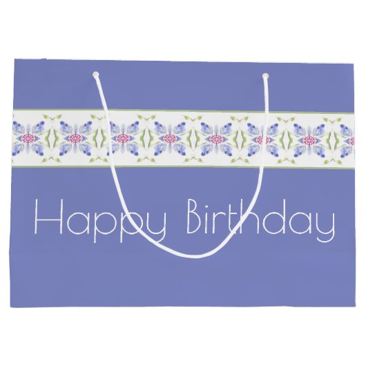 Periwinkle Floral Modern Große Geschenktüte (Rückseite)