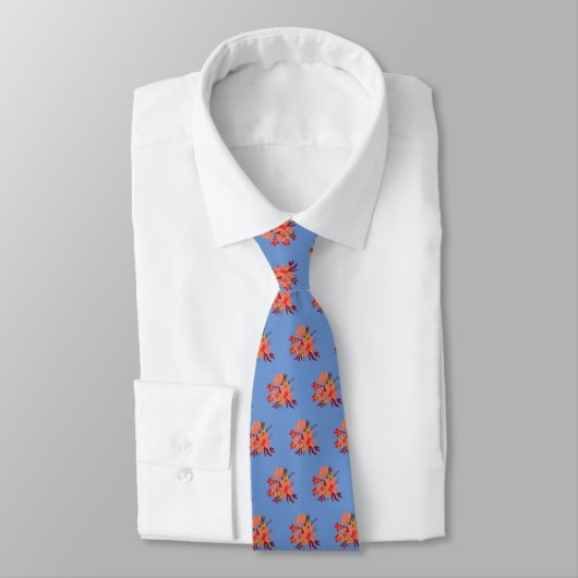 Periwinkle Floral Neck Tie Krawatte (Gebunden)