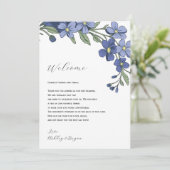 Periwinkle Floral Wedding Begrüßungsschreiben Stre Programm (Stehend Vorderseite)
