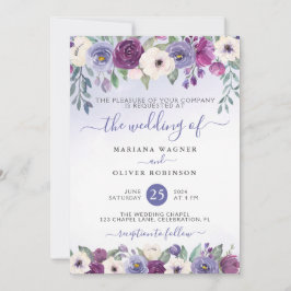 Periwinkle Fuchsia Blush Wasserfarbenblühende Hoch Einladung