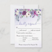 Periwinkle Fuchsia Blush Wasserfarbenblühende Hoch RSVP Karte (Vorderseite)