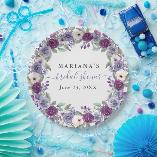 Periwinkle Fuchsia Wasserfarbenes Brautparty Pappteller (Party)