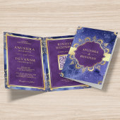 Periwinkle Galaxy Mandala QR Code Indian Wedding Einladung