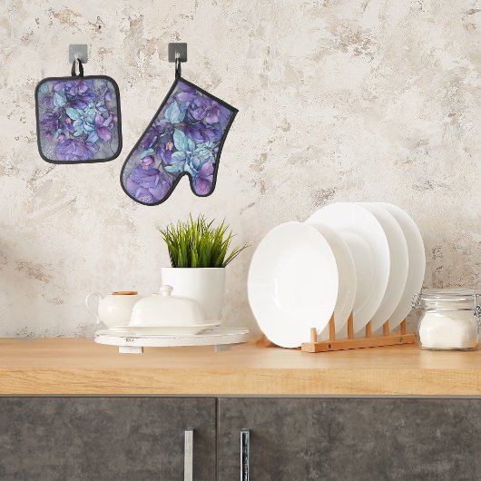 Periwinkle Garden Ofenhandschuh & Topflappen-Set