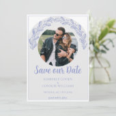 Periwinkle Garland Foto Save the Date (Stehend Vorderseite)