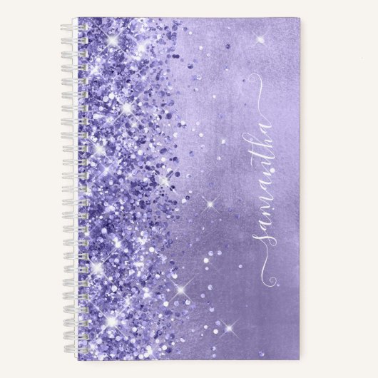 Periwinkle Glitzer Lavender Blue Girly Signature Notizblock (Vorderseite)