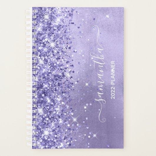 Periwinkle Glitzer Lavender Blue Girly Signature Planer (Vorderseite)
