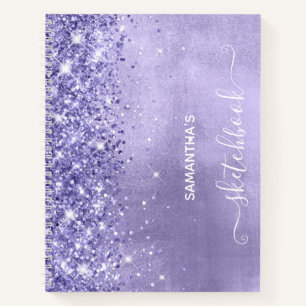 Periwinkle Glitzer Lavender Blue Girly Sketchbook Notizblock