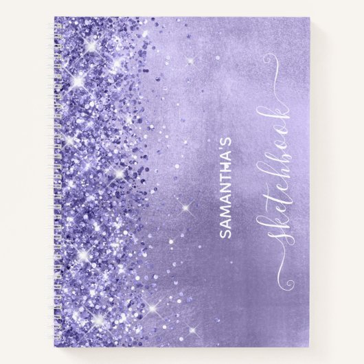 Periwinkle Glitzer Lavender Blue Girly Sketchbook Notizblock (Vorderseite)