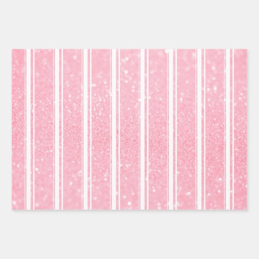 Periwinkle Glitzer Rosa Schneeflocke Geschenkpapier Set (Vorderseite 3)