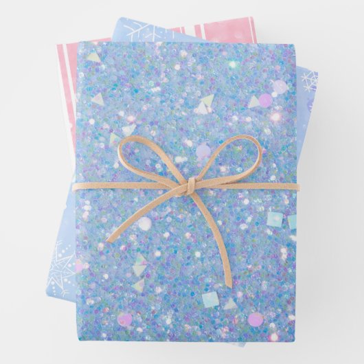 Periwinkle Glitzer Rosa Schneeflocke Geschenkpapier Set (Beispiel)