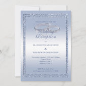 Periwinkle Glitzer, Silver Ring Wedding Empfang Einladung (Vorderseite)