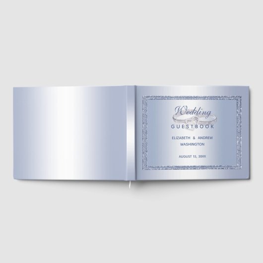Periwinkle Glitzer & Silver Wedding Rings Gästebuch (Voll)