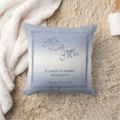 Periwinkle Glitzer & Silver Wedding Rings Kissen (Decke)